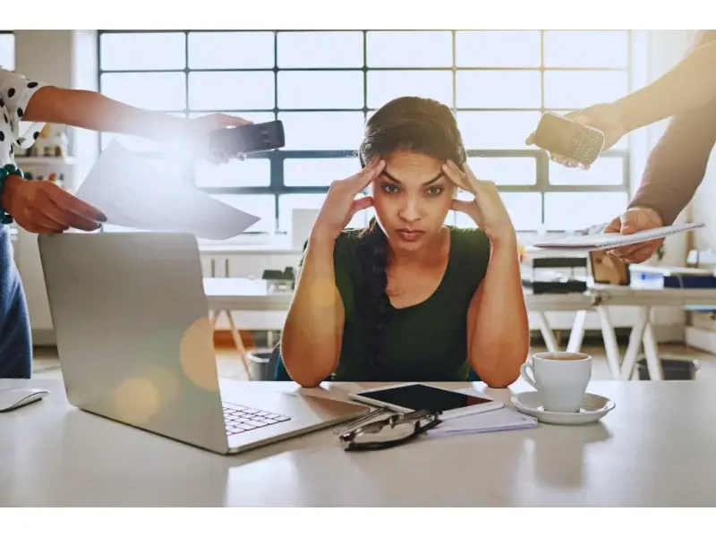 woman stress on work