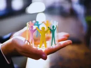 colorful paper in hand